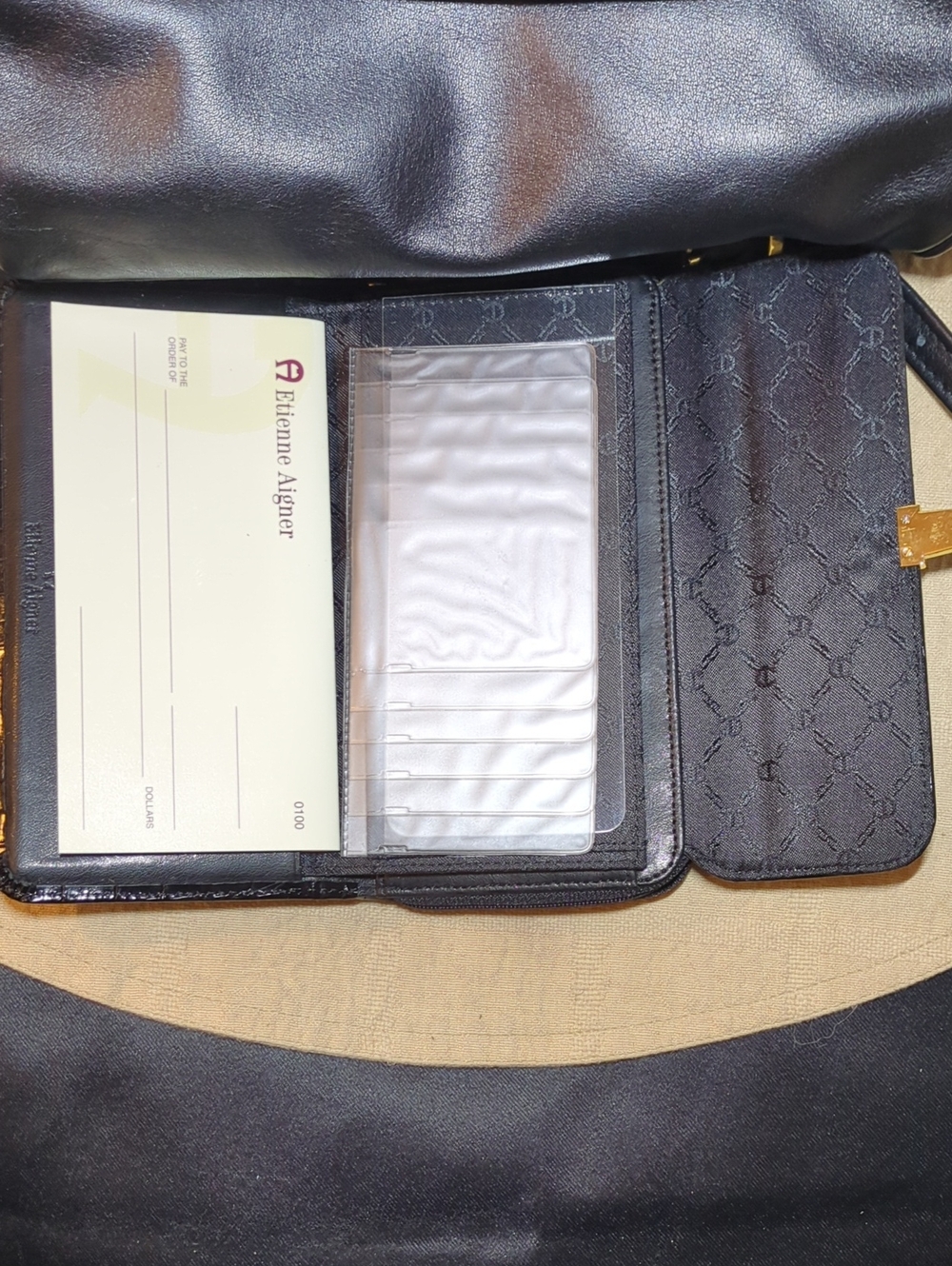 Etienne Aigner Leather Crossbody Bag w/ Black Aigner Croc-Embossed Wallet $110 - Picture 9 of 11